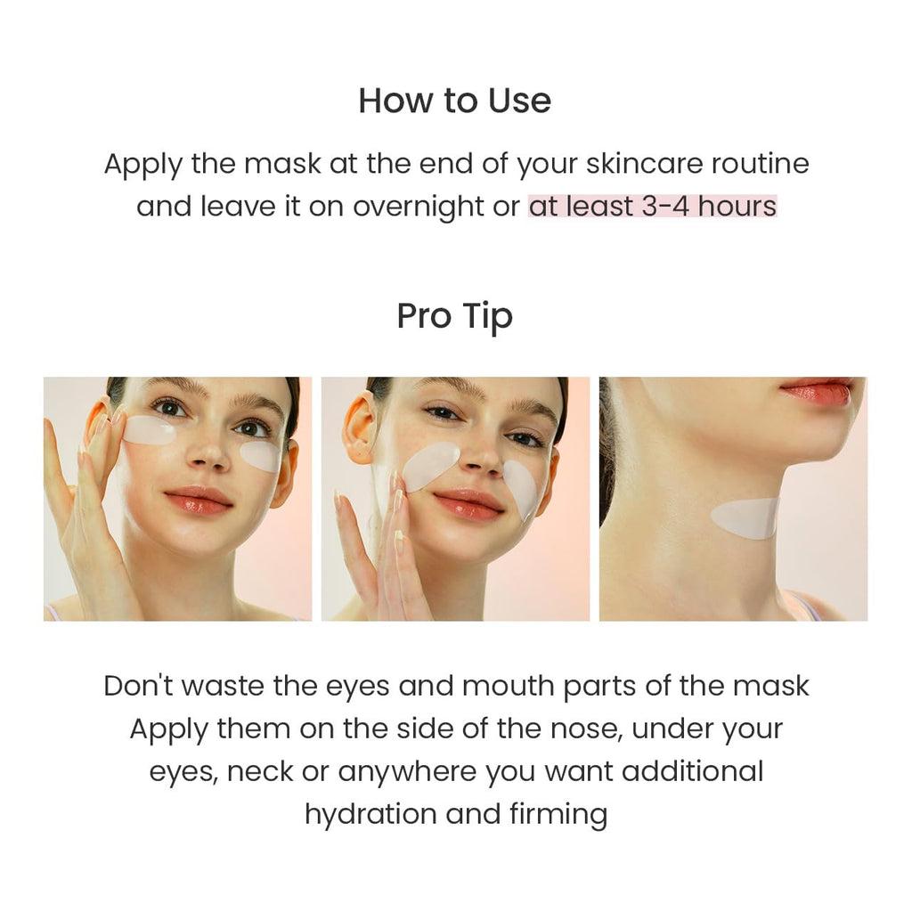 Bio-Collagen Real Deep Mask, Hydrating Overnight Hydrogel Mask, Pore Minimizing, Plumping, Elasticity Improvement, Korean Skin Care, Gifts for Women | 1.19Oz(34G) X 16Ea