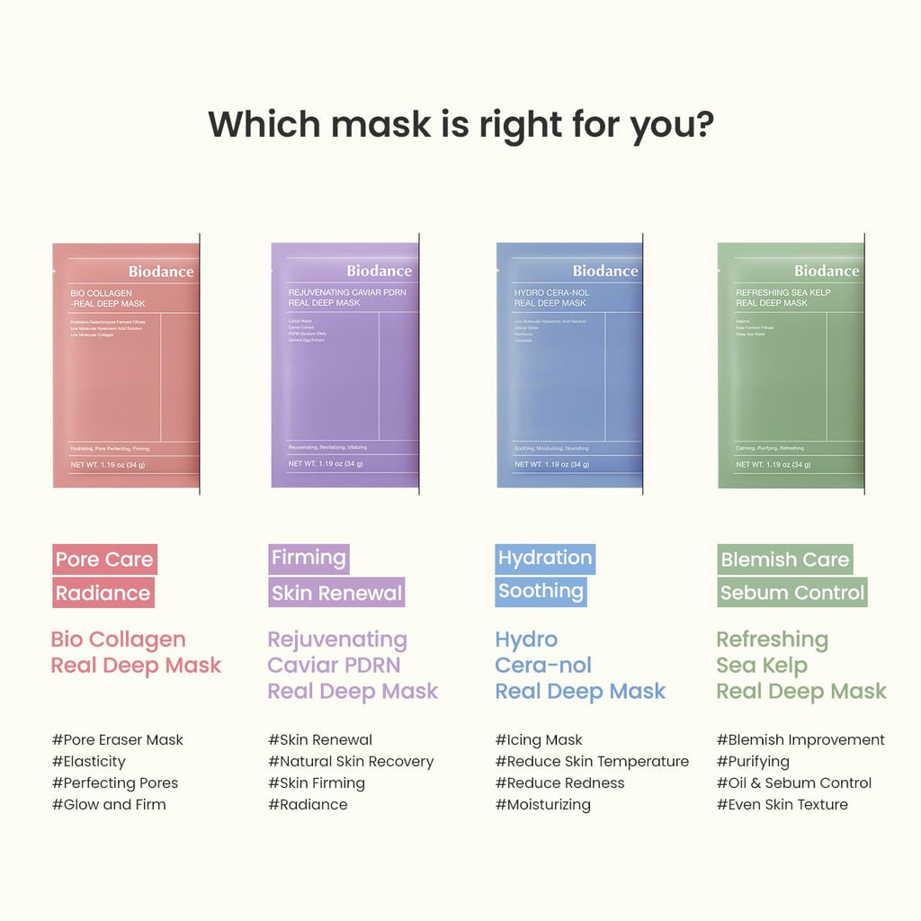 Bio-Collagen Real Deep Mask, Hydrating Overnight Hydrogel Mask, Pore Minimizing, Plumping, Elasticity Improvement, Korean Skin Care, Gifts for Women | 1.19Oz(34G) X 16Ea