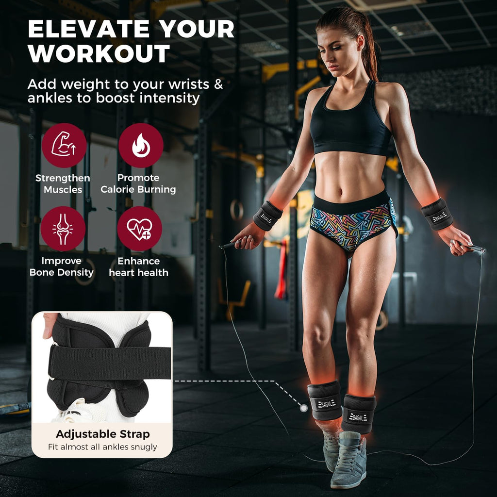 Ankle and Wrist Weights for Women & Men, 1 Pair 1/2/4/6/8/10 LBS Leg Weight with Sleek Design & Secure Fit, Arm Weighted Set for Walking, Running, Home Fitness & Physical Therapy