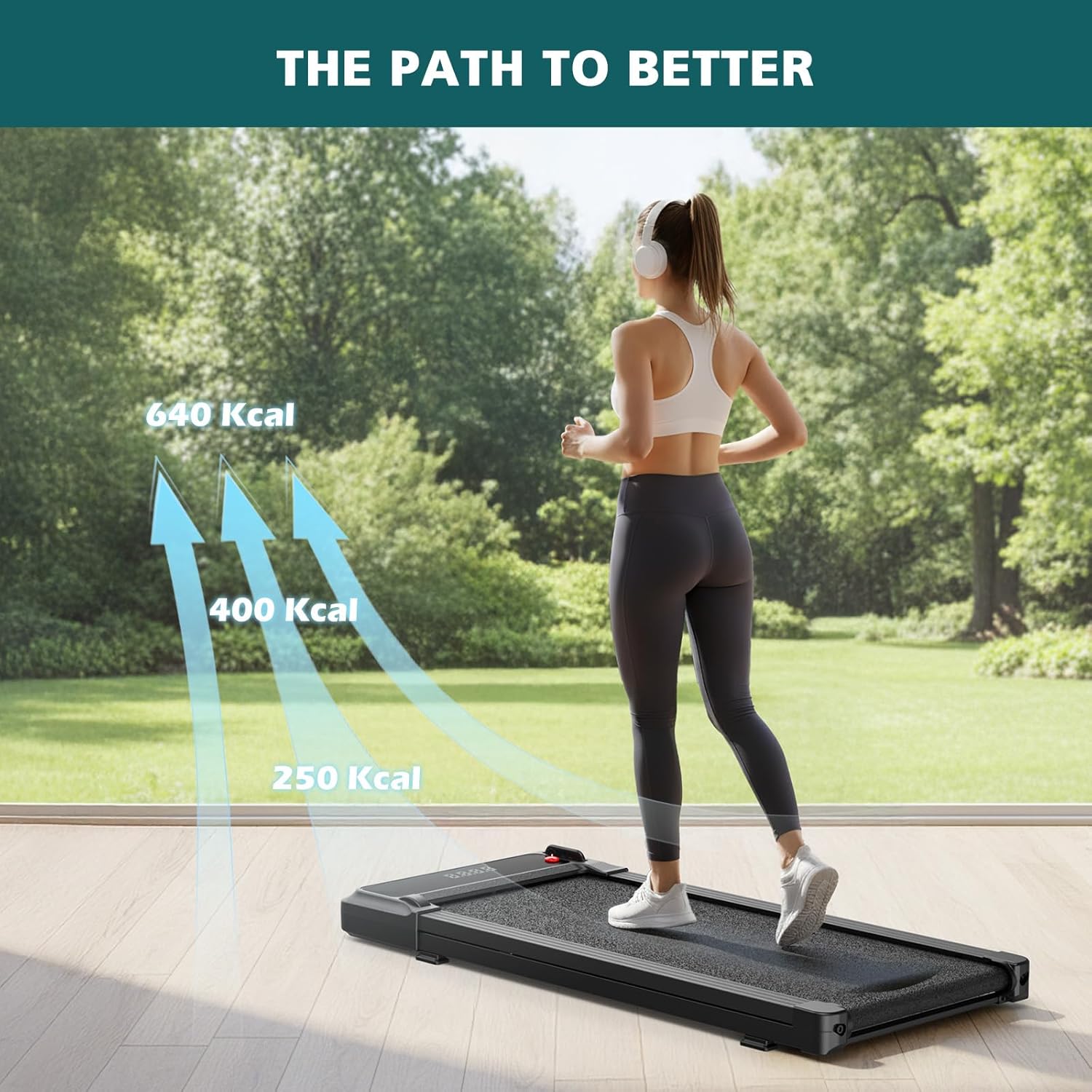Compact Armless Treadmill, Space Saving Design for Home & Office, Quiet under Desk Walking Pad, 200 Lbs Capacity 3 in 1 Portable Walking Treadmill