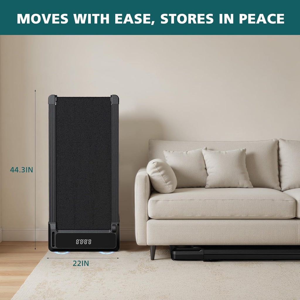 Compact Armless Treadmill, Space Saving Design for Home & Office, Quiet under Desk Walking Pad, 200 Lbs Capacity 3 in 1 Portable Walking Treadmill