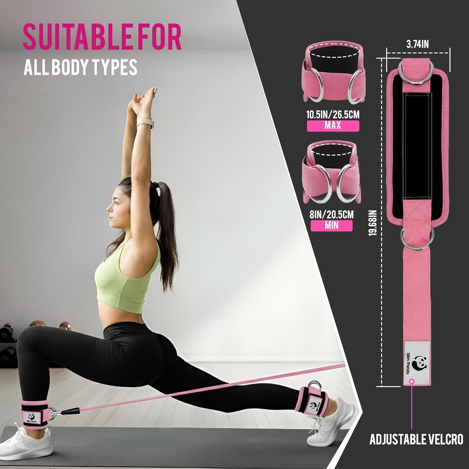 Ankle Strap for Cable Machine,Ankle Cuff for Kickbacks, Booty Hip Abductors,Glute Workouts, Leg Extensions, Curls for Men and Women, Adjustable with Double D-Rings