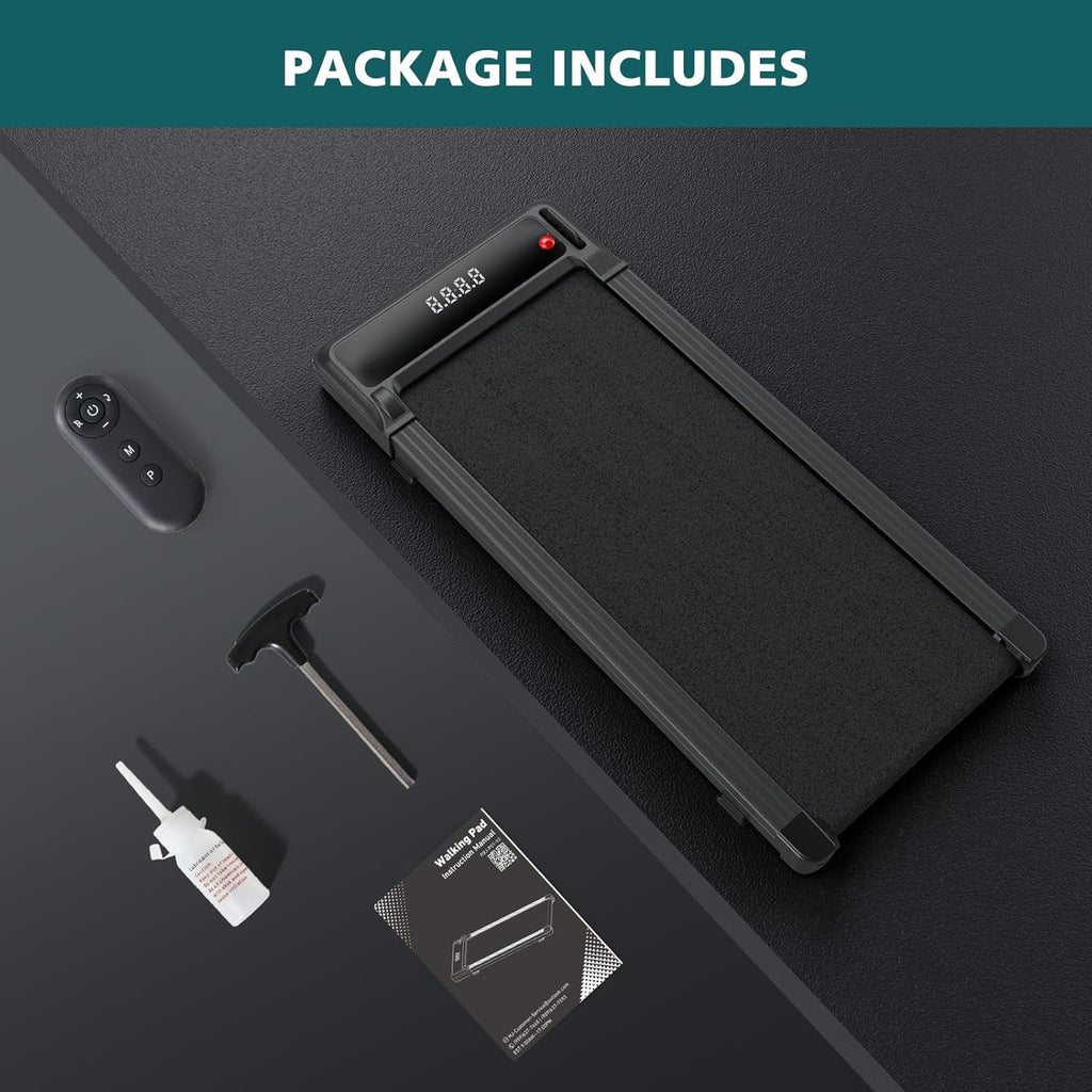 Compact Armless Treadmill, Space Saving Design for Home & Office, Quiet under Desk Walking Pad, 200 Lbs Capacity 3 in 1 Portable Walking Treadmill