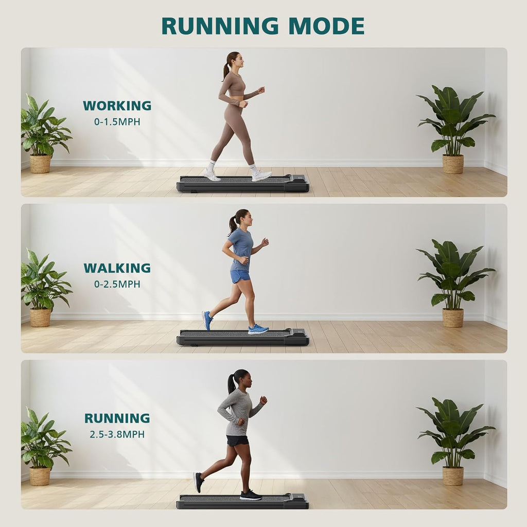 Compact Armless Treadmill, Space Saving Design for Home & Office, Quiet under Desk Walking Pad, 200 Lbs Capacity 3 in 1 Portable Walking Treadmill