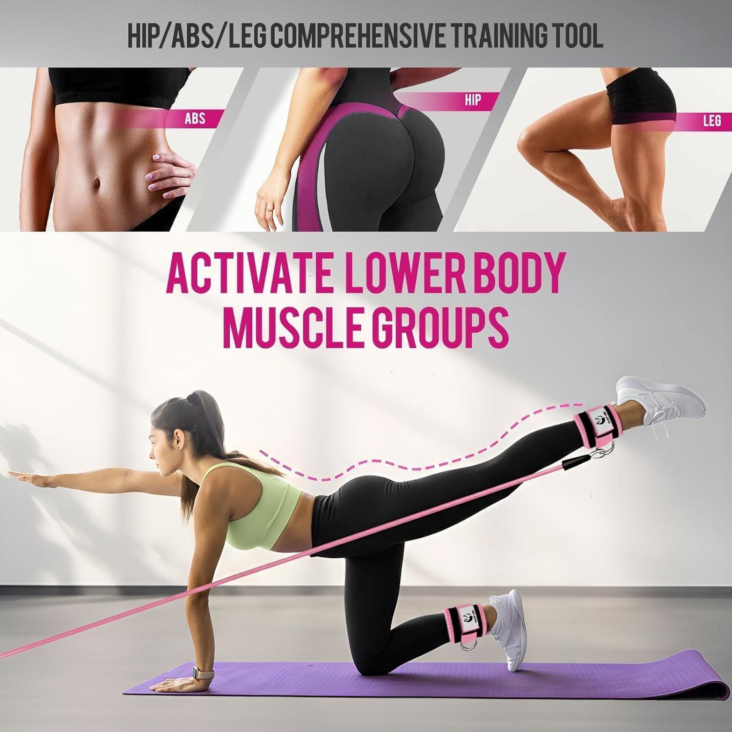 Ankle Strap for Cable Machine,Ankle Cuff for Kickbacks, Booty Hip Abductors,Glute Workouts, Leg Extensions, Curls for Men and Women, Adjustable with Double D-Rings