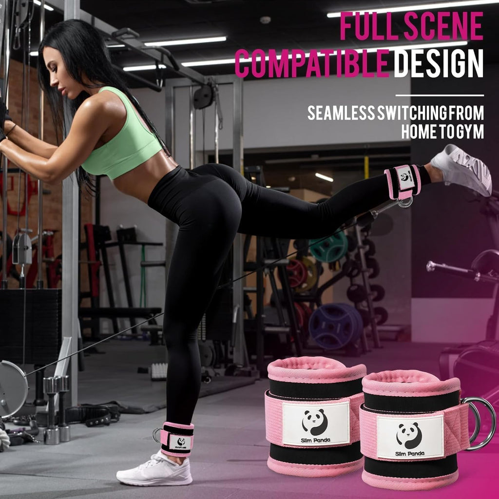 Ankle Strap for Cable Machine,Ankle Cuff for Kickbacks, Booty Hip Abductors,Glute Workouts, Leg Extensions, Curls for Men and Women, Adjustable with Double D-Rings