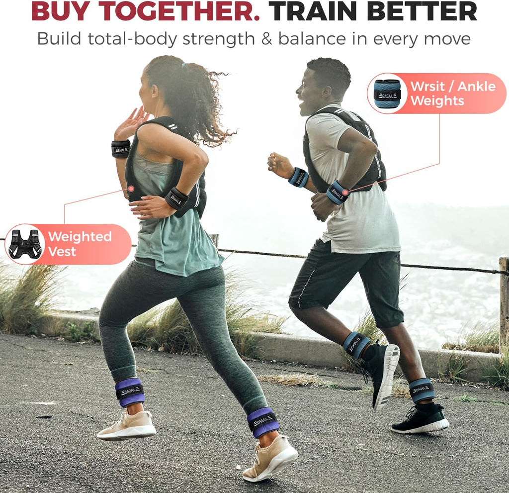 Ankle and Wrist Weights for Women & Men, 1 Pair 1/2/4/6/8/10 LBS Leg Weight with Sleek Design & Secure Fit, Arm Weighted Set for Walking, Running, Home Fitness & Physical Therapy