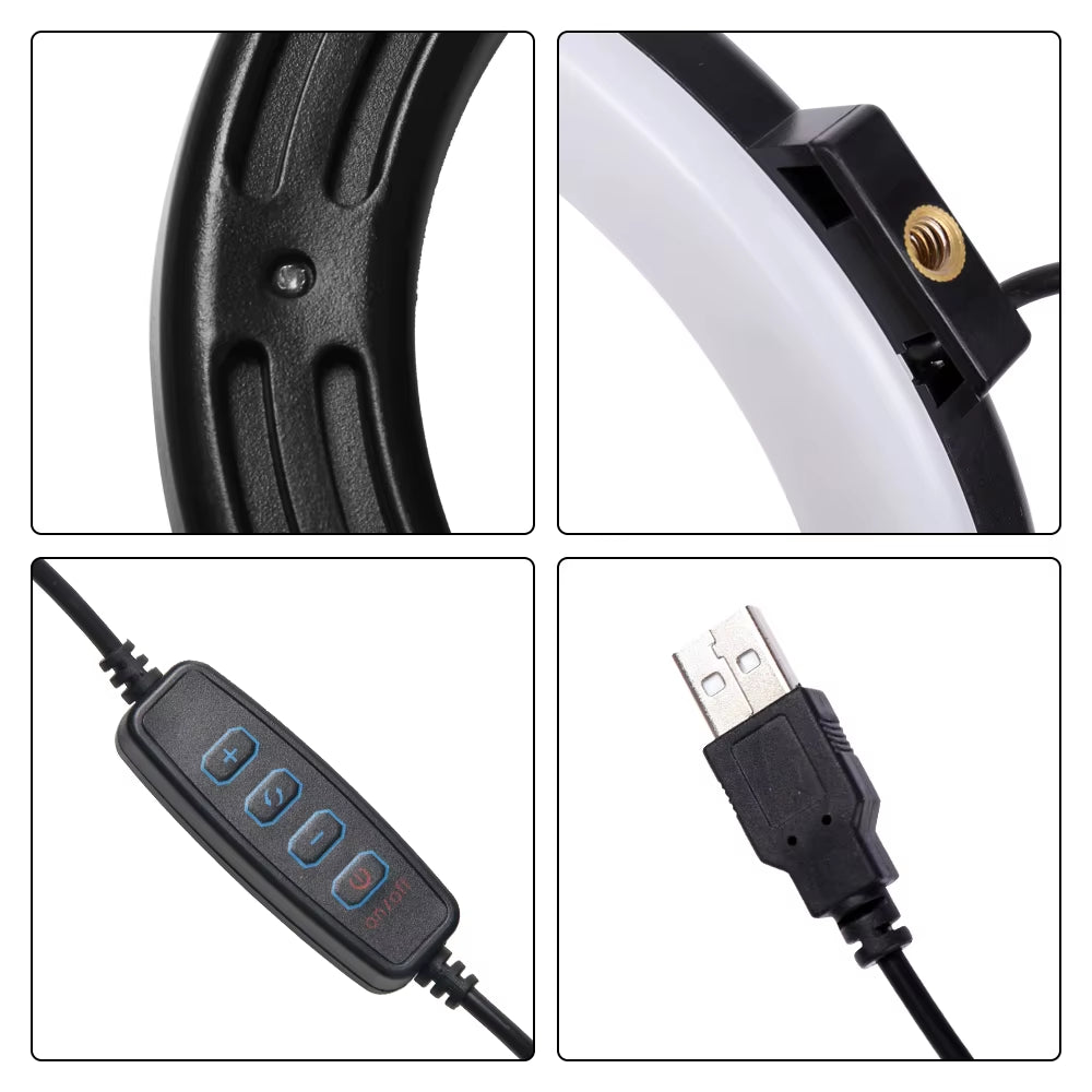 10Inch 12Inch LED Ring Light with Stand, Selfie Ring Light for Photography Makeup Video Recording, Dimmable Fill Light for Live