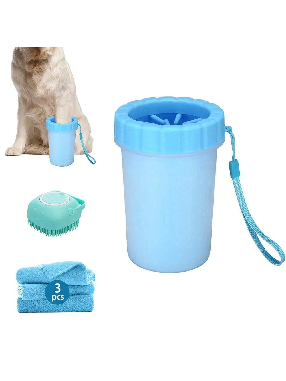 Dog Paw Cleaner for Dogs, Dog Paw Washer, Muddy Paw Cleaner, Pet Foot Cleaner, Dog Paw Protector Kit,Pet Foot Cleaner for Small Medium Large Breed Dogs/Cats (With 3 Absorbent Towel)