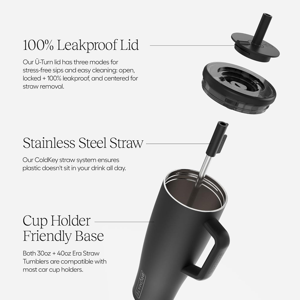 Era 40 Oz Tumbler with Handle and Straw | 100% Leakproof Insulated Water Bottle Tumbler with Lid and Flexible Softsip Straw | Made of Stainless Steel | Cup Holder Friendly | 40Oz (Dune)