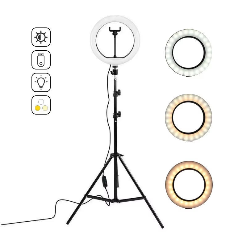 10Inch 12Inch LED Ring Light with Stand, Selfie Ring Light for Photography Makeup Video Recording, Dimmable Fill Light for Live