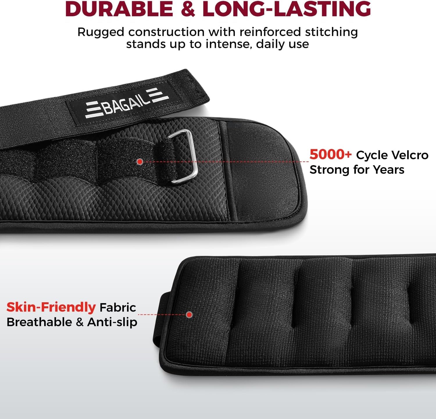 Ankle and Wrist Weights for Women & Men, 1 Pair 1/2/4/6/8/10 LBS Leg Weight with Sleek Design & Secure Fit, Arm Weighted Set for Walking, Running, Home Fitness & Physical Therapy