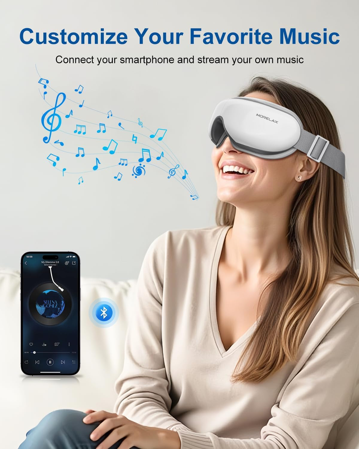 Eye Massager with Heat & Bluetooth Music, Birthday Gifts for Women, Reduce Eye Strain, Headache Relief and Improve Sleep, Eye Care Device for Migraine